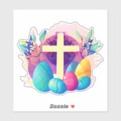 Christliches Osterkreuz Aufkleber (Blatt)
