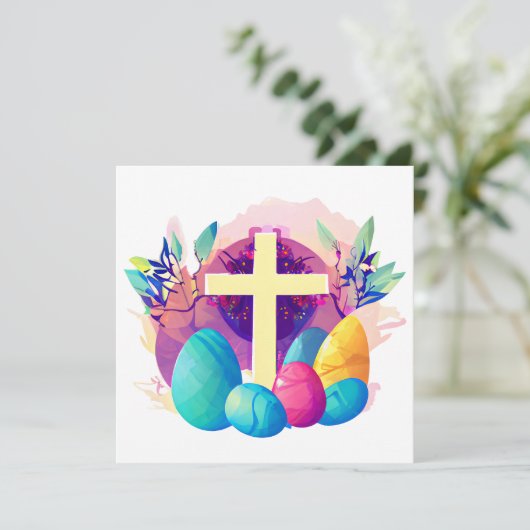 Christliches Osterkreuz Feiertagskarte (Stehend Vorderseite)