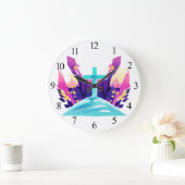 Christliches Osterkreuz Große Wanduhr (Zuhause)