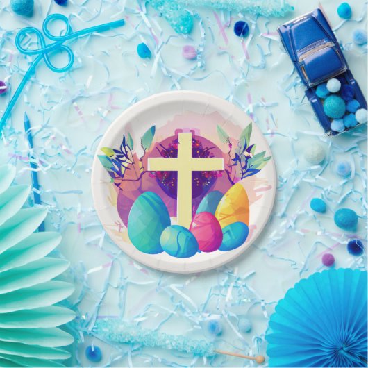 Christliches Osterkreuz Pappteller (Party)