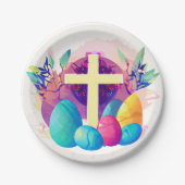 Christliches Osterkreuz Pappteller (Vorderseite)