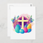 Christliches Osterkreuz Postkarte (Vorne/Hinten)
