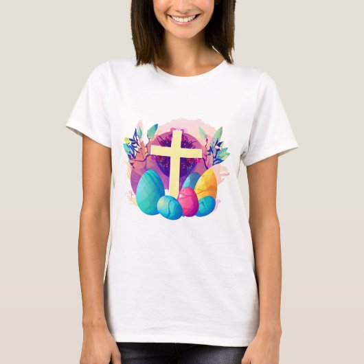 Christliches Osterkreuz T-Shirt (Vorderseite)
