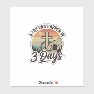 Christliches Ostern 3 Tage Retro-Kreuz-Höhlen-T-Sh Aufkleber