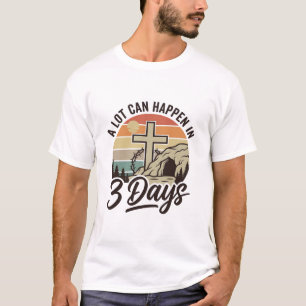 Christliches Ostern 3 Tage Retro-Kreuz-Höhlen-T-Sh T-Shirt