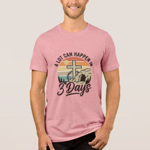 Christliches Ostern 3 Tage Retro-Kreuz-Höhlen-T-Sh Tri-Blend Shirt