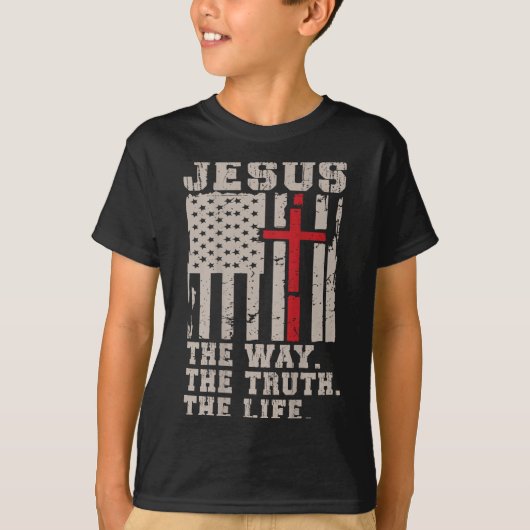 Christliches Patriotic Jesus Way Wahrheit Leben Am T-Shirt (Vorderseite)