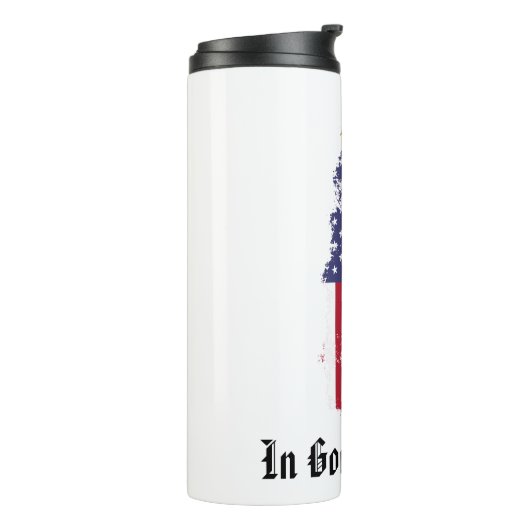 *~* Christliches Patriotisches Kreuz AP16 Grunge-F Thermosbecher (Nach links gedreht)