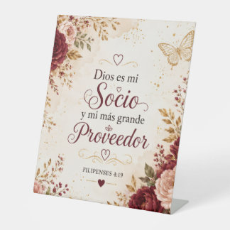 Christliches Podestschild | Gott ist mein Partner Sockelschild