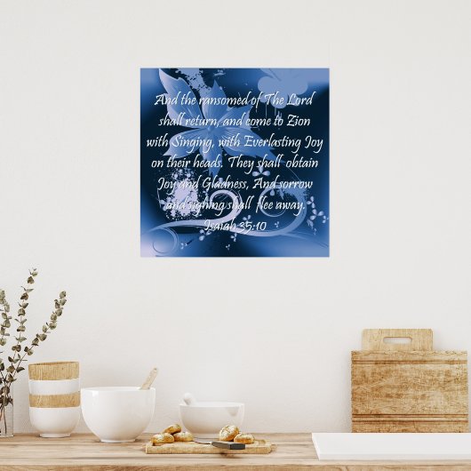 Christliches Poster mit Bibelverse Isaiah 35:10 (Küche)