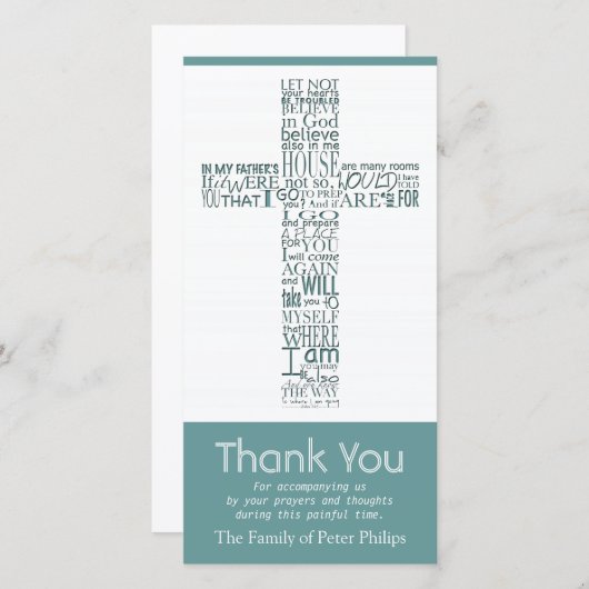Christliches QuerBeileid johns 14 danken Ihnen 1 Dankeskarte (Vorne/Hinten)
