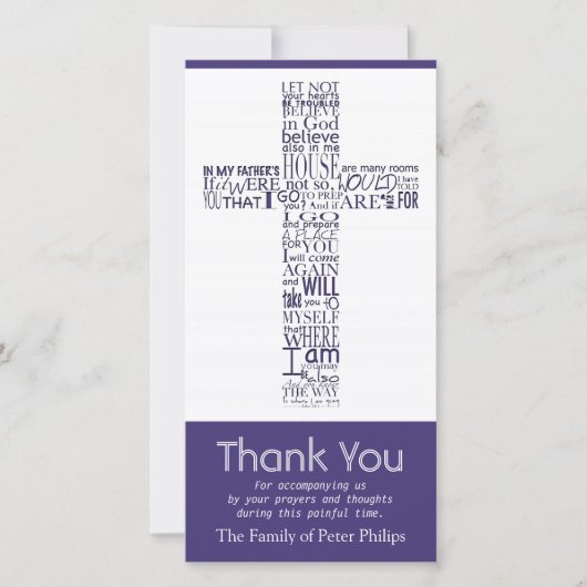 Christliches QuerBeileid johns 14 danken Ihnen 4 Dankeskarte (Vorderseite)