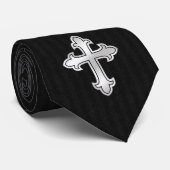 Christliches queres liliengeschmücktes Silber auf Krawatte (Gerollt)