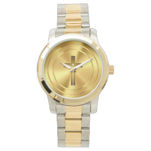 Christliches Quergold des symbols   Armbanduhr