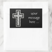 Christliches Quersymbol-hübsche graue Blumen Rechteckiger Aufkleber (Tasche)