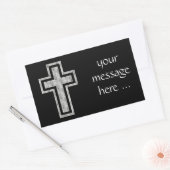 Christliches Quersymbol-hübsche graue Blumen Rechteckiger Aufkleber (Umschlag)