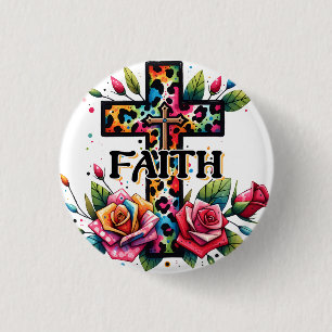Christliches Rainbow-Faith Cross Button