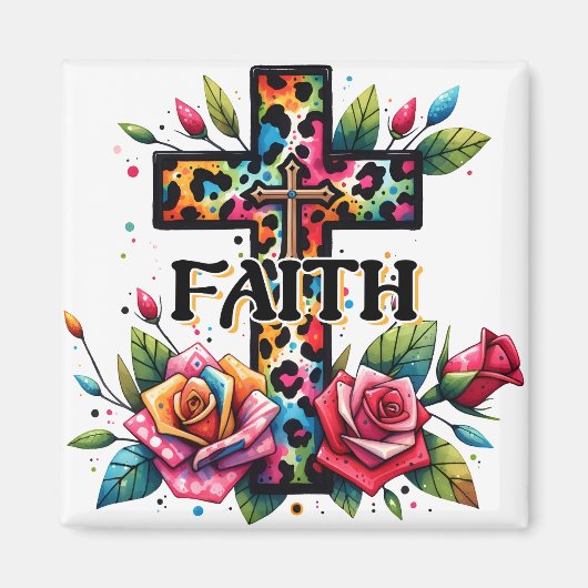 Christliches Rainbow-Faith Cross Magnet (Vorne)