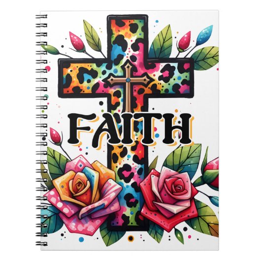 Christliches Rainbow-Faith Cross Notizblock (Vorderseite)