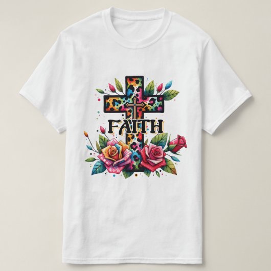 Christliches Rainbow-Faith Cross T-Shirt (Design vorne)
