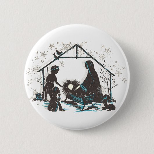 Christliches religiöses Baby Jesus Weihnachtskripp Button (Vorderseite)