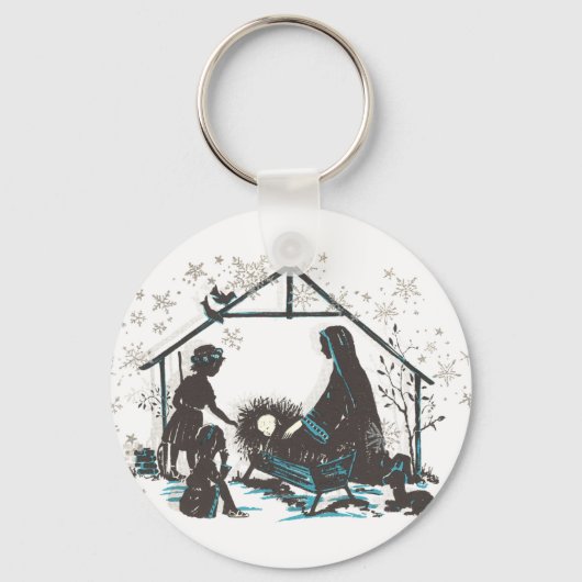 Christliches religiöses Baby Jesus Weihnachtskripp Schlüsselanhänger (Vorderseite)