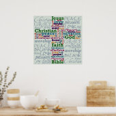 Christliches Religiöses Wortkreuz Poster (Küche)