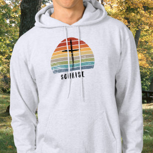 Christliches Retro-Sunrise-Sunset-Kreuz Hoodie