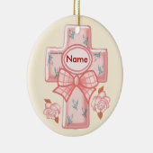 Christliches rosa Schleifen-Kreuz-Ornament Keramik Ornament (Rechts)