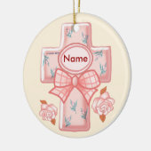 Christliches rosa Schleifen-Kreuz-Ornament Keramik Ornament (Links)
