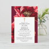 Christliches Rot-Elegant-Blumenfest Einladung (Stehend Vorderseite)