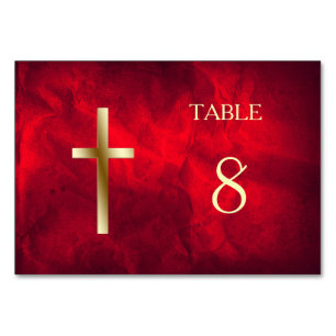 Christliches Rot-Gold-Cross-Table Tischnummer