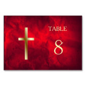 Christliches Rot-Gold-Cross-Table Tischnummer (Rückseite)