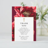 Christliches Rotes Elegantes Feiern zur Beerdigung Dankeskarte (Stehend Vorderseite)