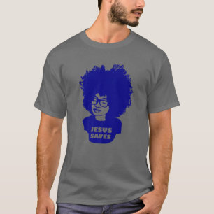 Christliches Schiff Jesus Rette Afro Hair Natural T-Shirt