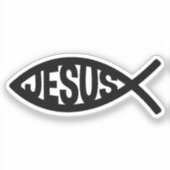 Christliches Schwarzes Fischsymbol mit Jesus Name Aufkleber (Vorderseite)