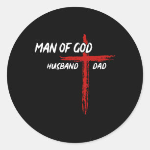Christliches Shirt Mann Gottes Ehemann Vater Vater Runder Aufkleber