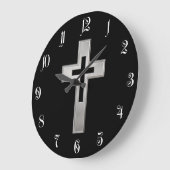 Christliches Silberkreuz Große Wanduhr (Winkel)