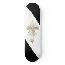 Christliches Skateboard Goldkreuz
