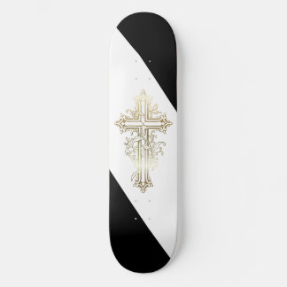 Christliches Skateboard Goldkreuz