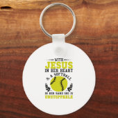 Christliches Softball-Geschenk für religiöse Baseb Schlüsselanhänger (Vorderseite)