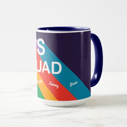 Christliches Squad Retro-Regenbogenskript Tasse (VorderseiteRechts)