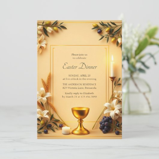 Christliches Symbol Elegantes religiöses Osterfest Einladung (Stehend Vorderseite)