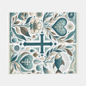Christliches Symbol für Göttliche Embrase Fleecedecke (Vorderseite (Horizontal))