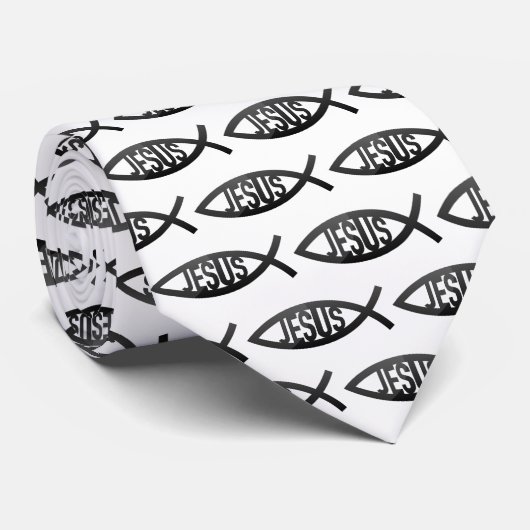Christliches Symbol für Schwarz und Weißer Jesus Krawatte (Gerollt)