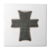 Christliches Trivet Cross-Image Lederdesign Fliese (Vorderseite)
