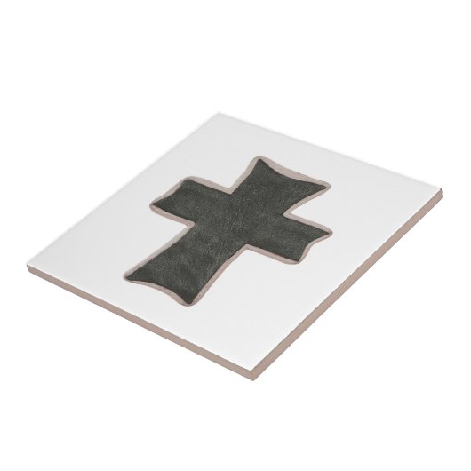 Christliches Trivet Cross-Image Lederdesign Fliese (Seite)