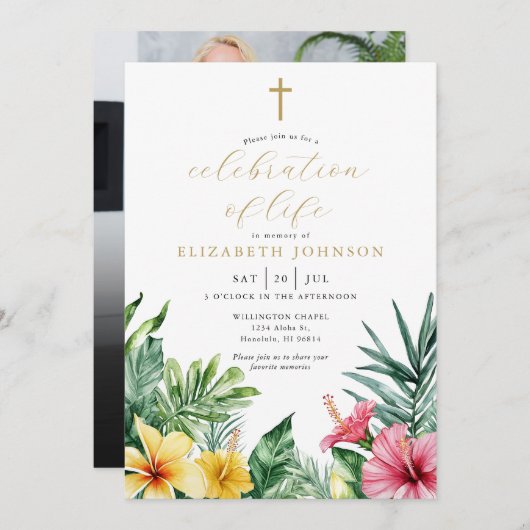 Christliches tropisches Foto Einladung (Vorne/Hinten)