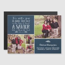 Christliches Weihnachtsbibel Verse Blue Holiday Fo Magnetkarte