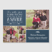 Christliches Weihnachtsbibel Verse Blue Holiday Fo Magnetkarte (Vorderseite)